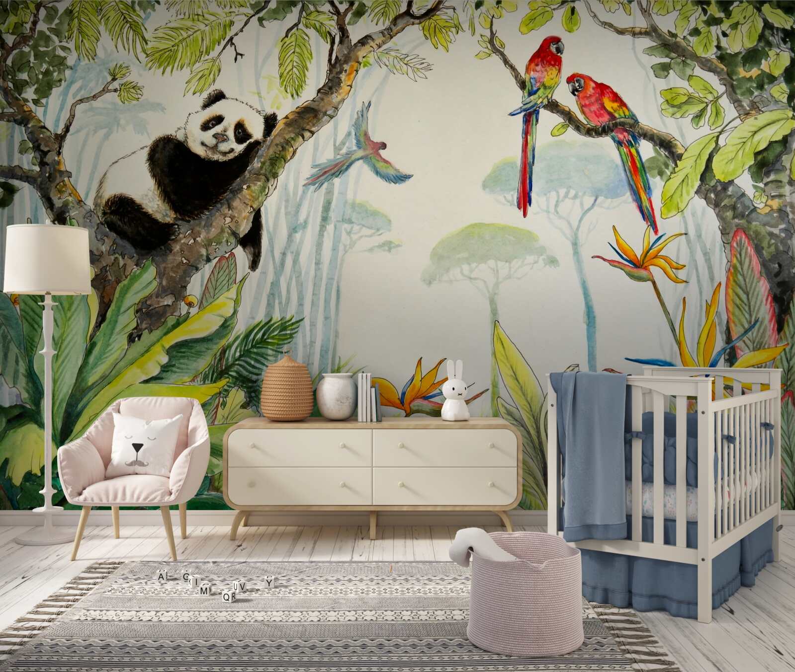 Fototapeta panda relaxuje na konároch stromov