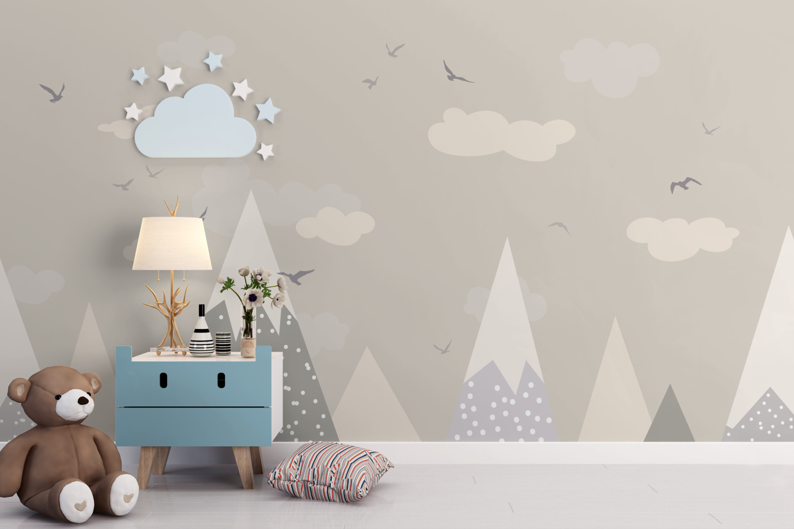 Fototapeta zasnežené vrcholky hôr a vtáky