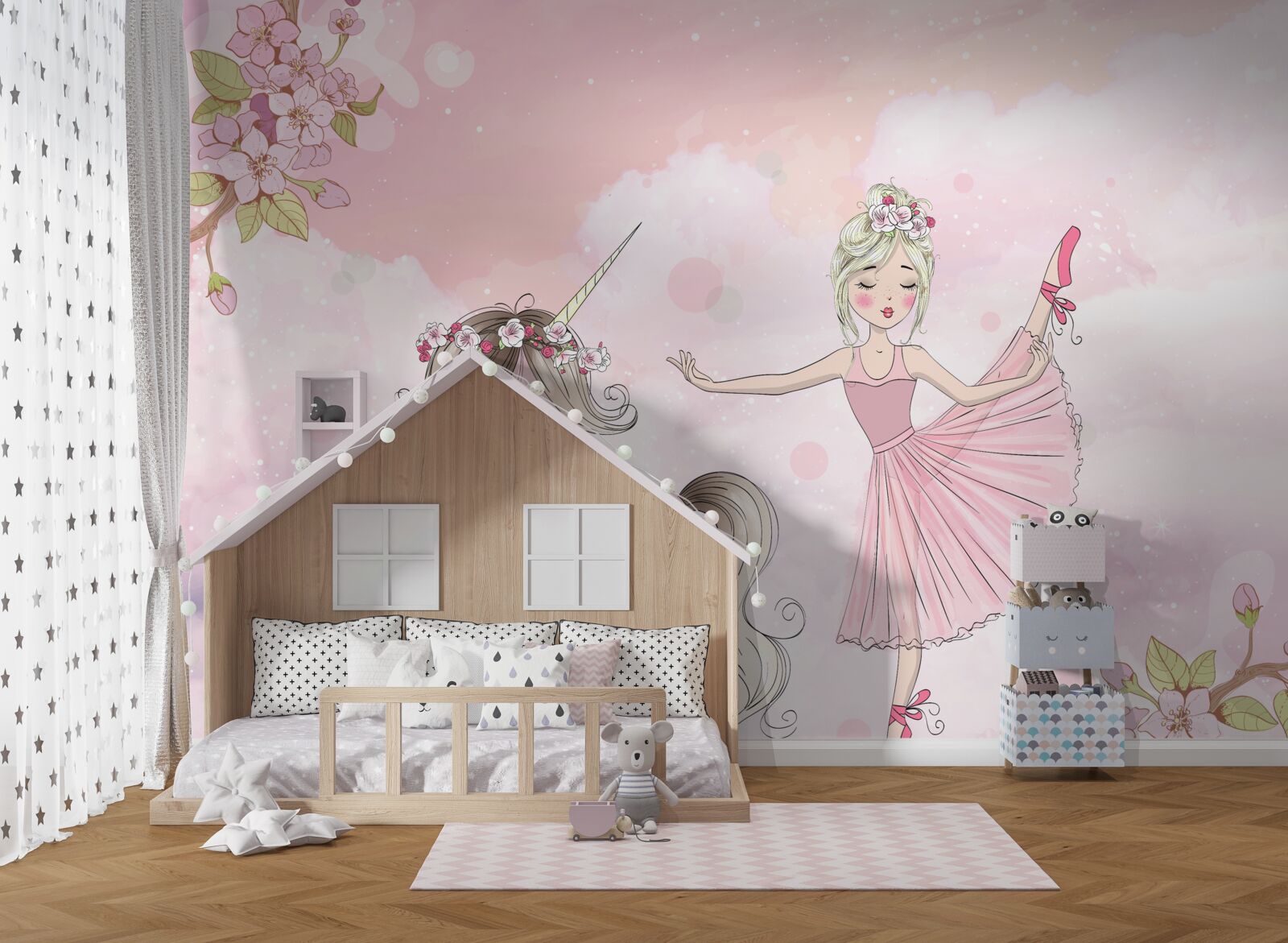 Fototapeta jednorožec tancuje s vílou