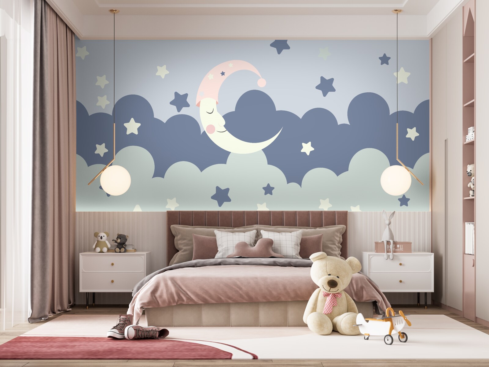 Fototapeta mesiac a svietidlá zaspia