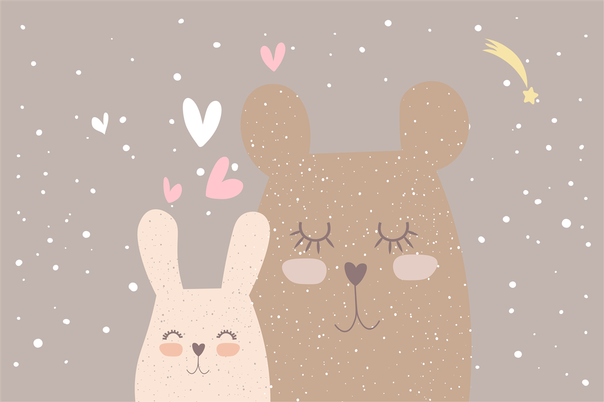 Fototapeta zajačik a medveď si zdriemnu