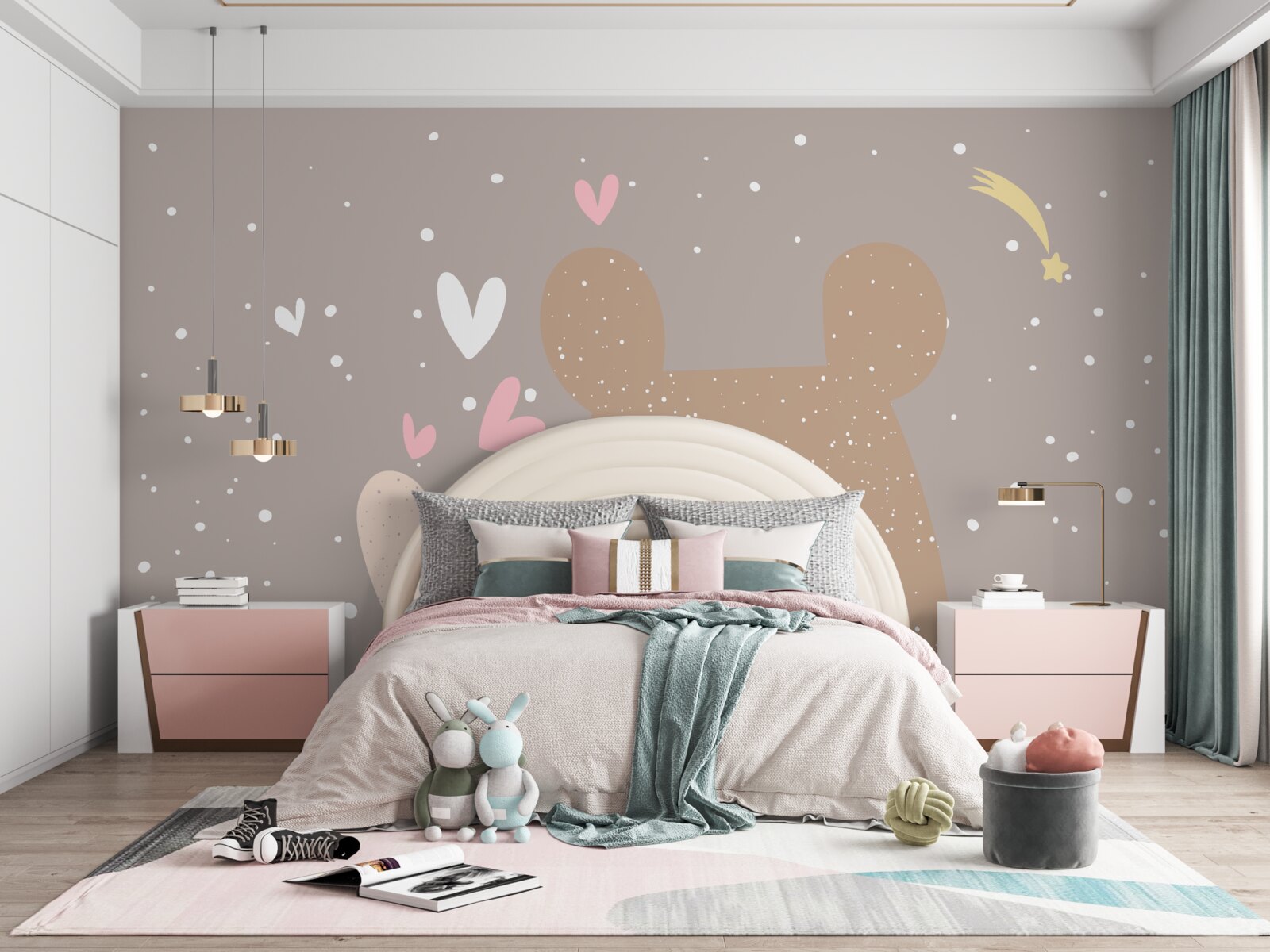 Fototapeta zajačik a medveď si zdriemnu