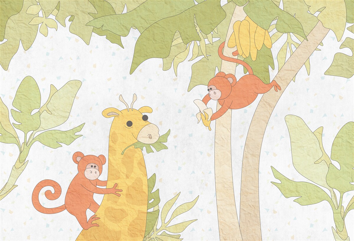 Fototapeta Žirafu kŕmia opice