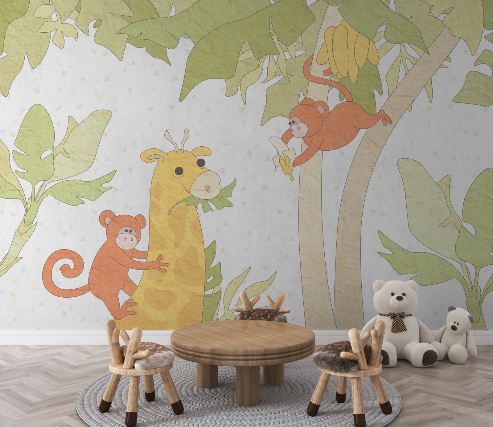 Fototapeta Žirafu kŕmia opice