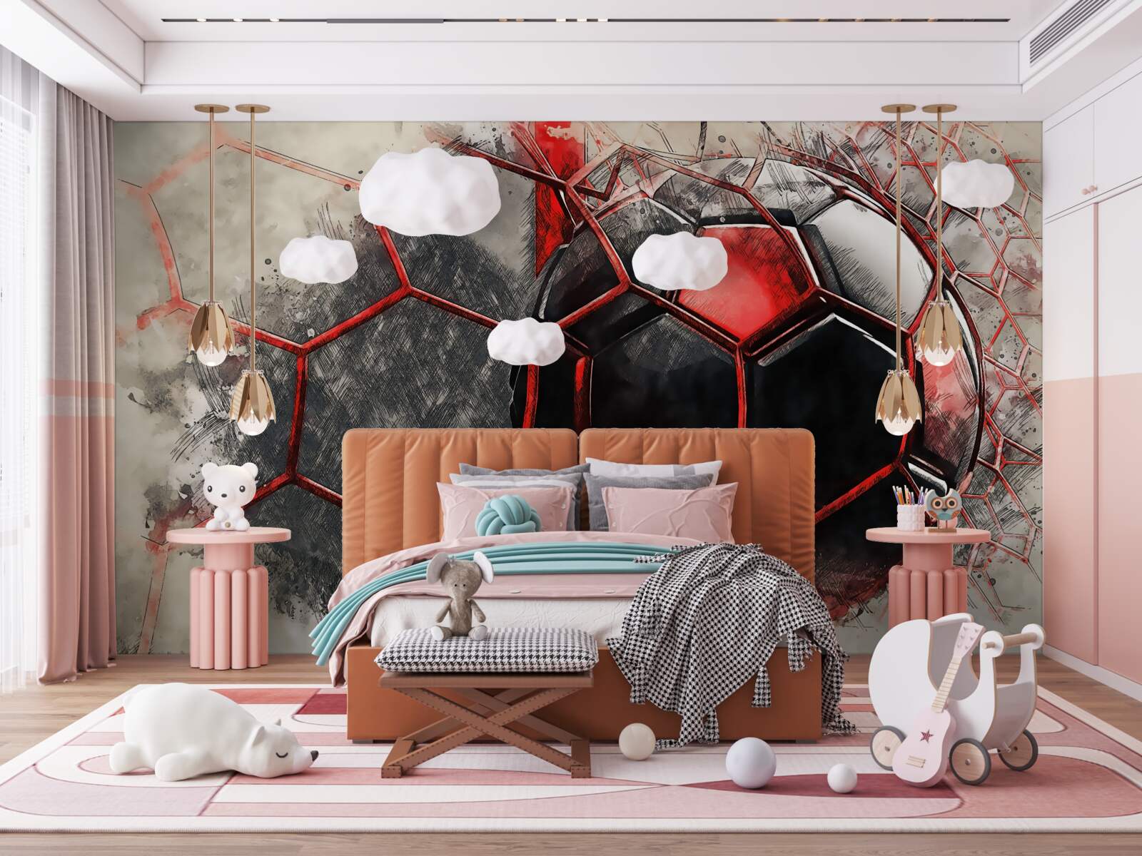 Fototapeta sieť je roztrhnutá futbalovou loptou