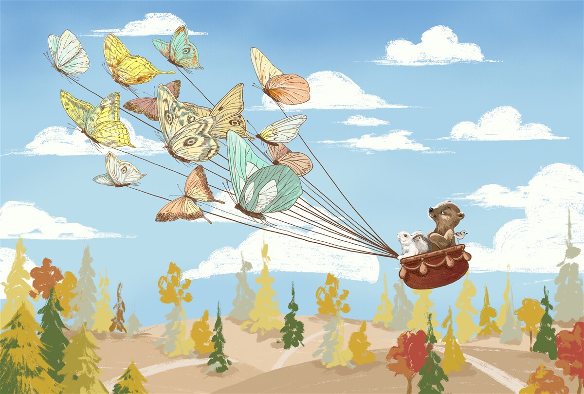 Fototapeta obyvateľov lesa nesú motýle