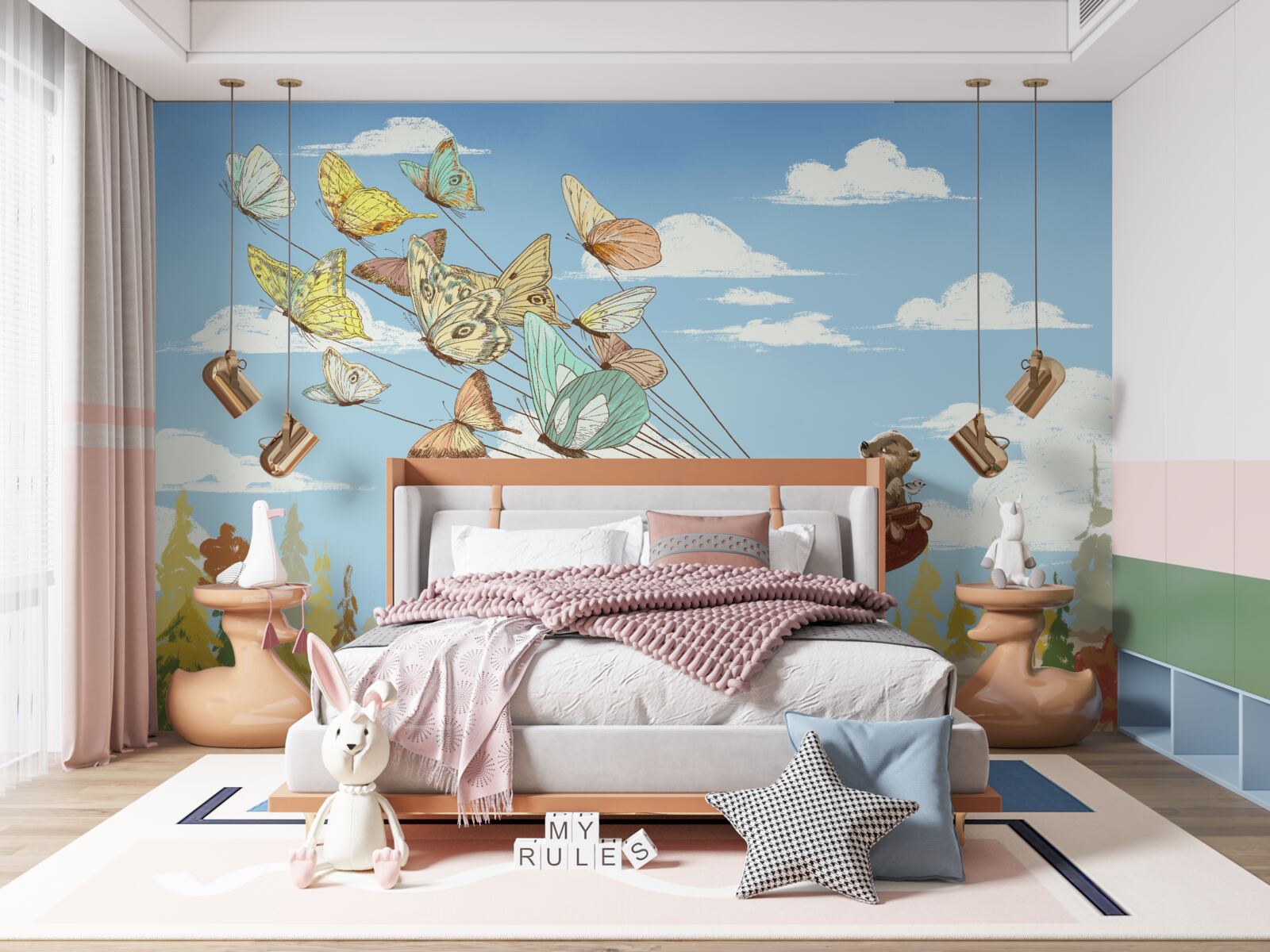 Fototapeta obyvateľov lesa nesú motýle