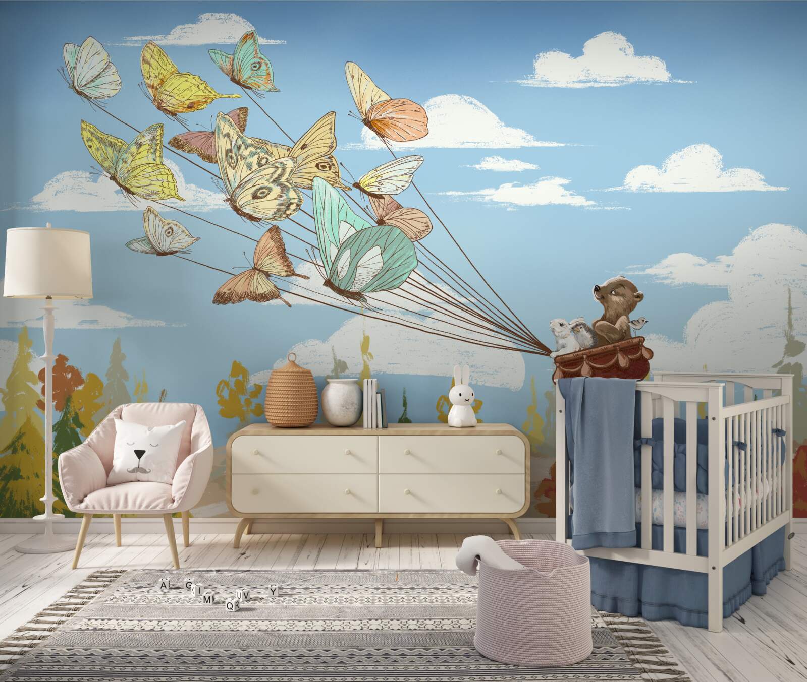 Fototapeta obyvateľov lesa nesú motýle