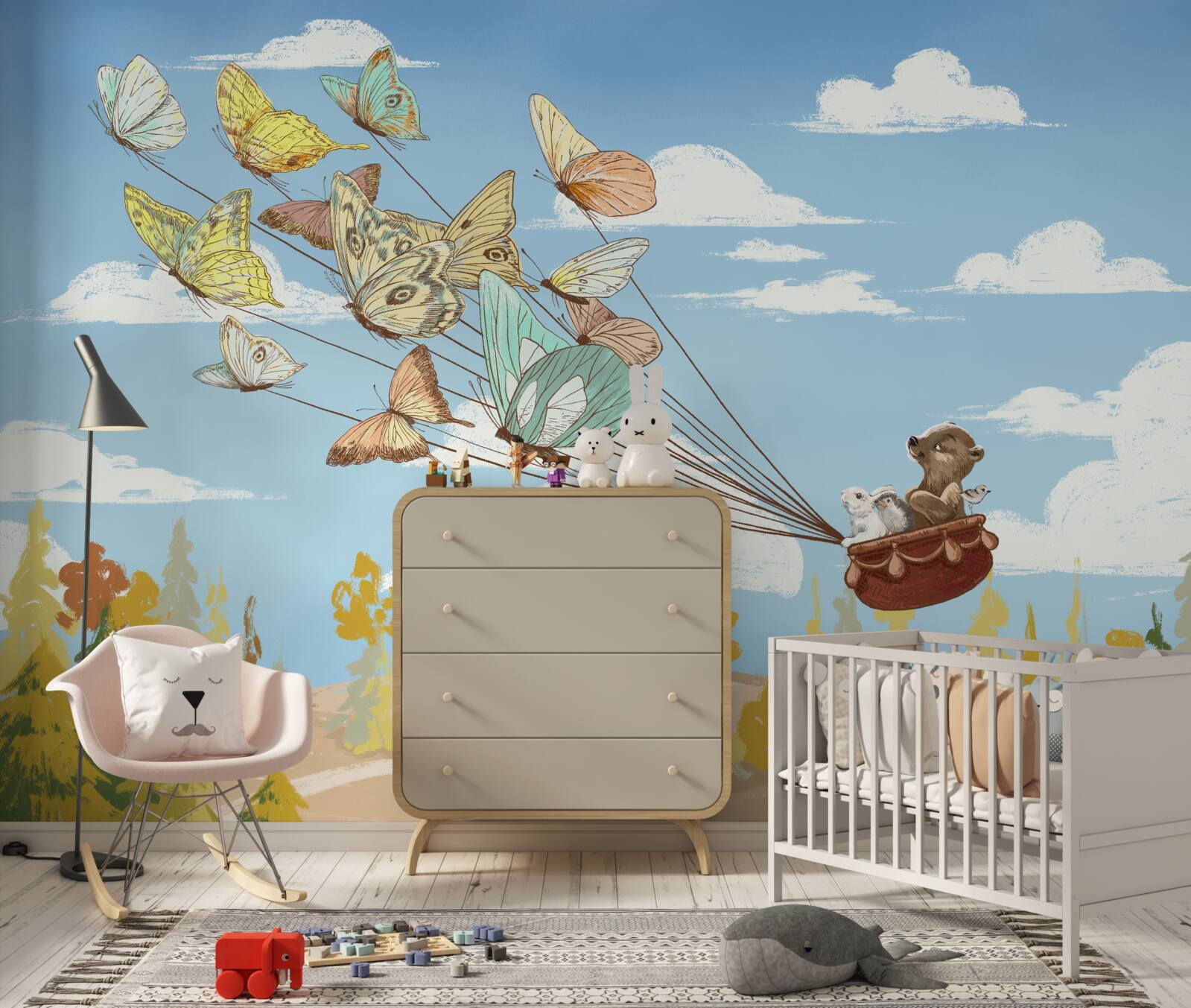 Fototapeta obyvateľov lesa nesú motýle