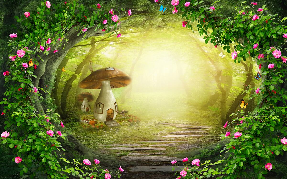 Fototapeta hubový dom za úsvitu v lese