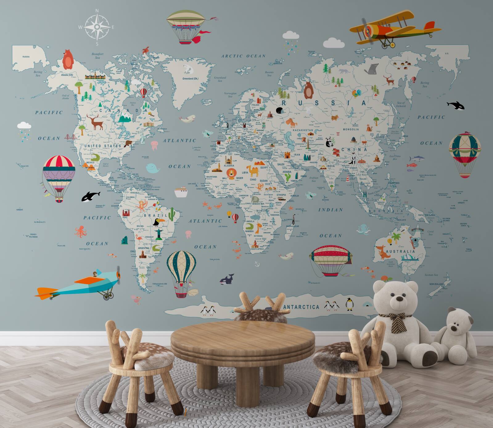 Fototapeta mapa sveta a letecká doprava