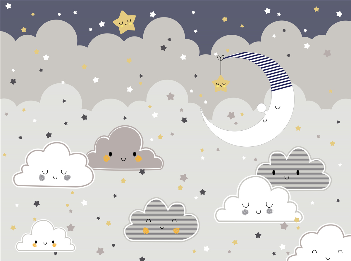 Fototapeta zaspávajú aj oblaky a mesiac