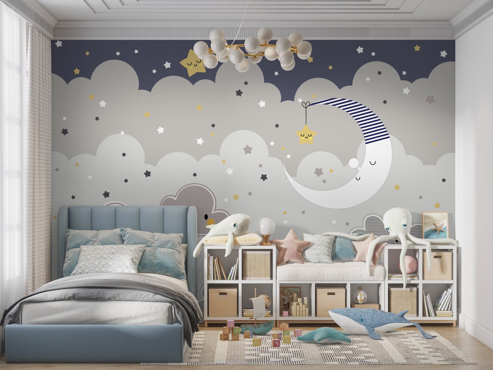 Fototapeta zaspávajú aj oblaky a mesiac