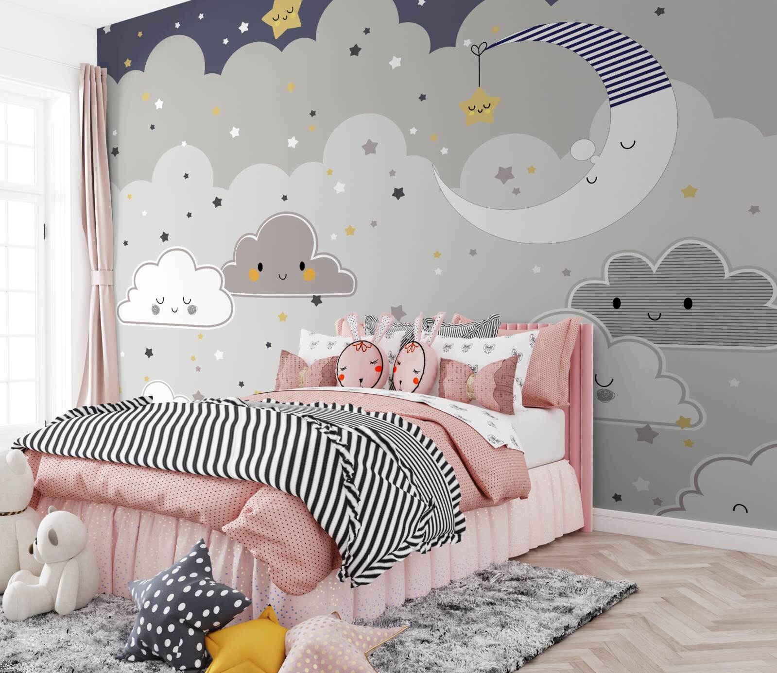 Fototapeta zaspávajú aj oblaky a mesiac