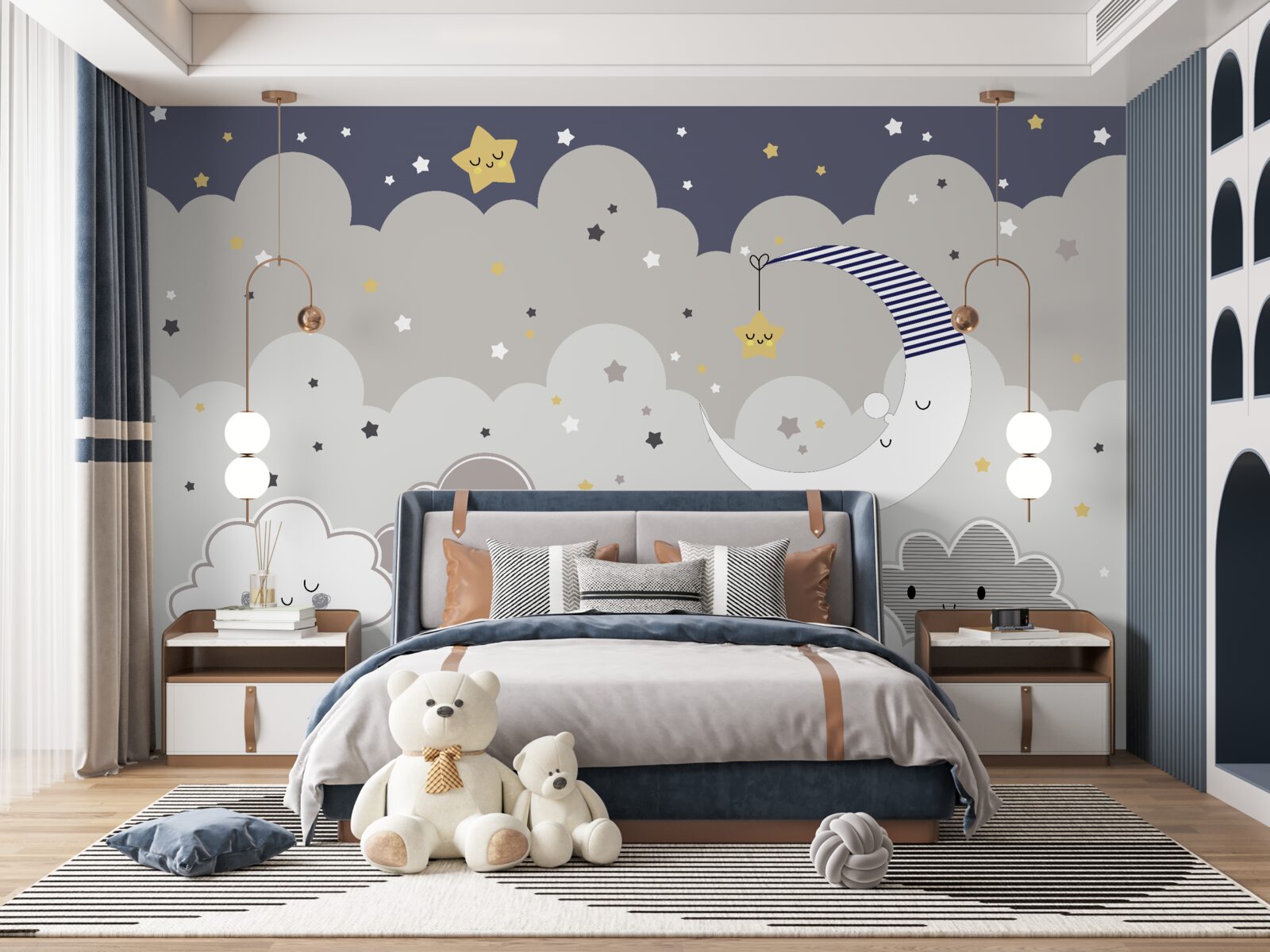 Fototapeta zaspávajú aj oblaky a mesiac