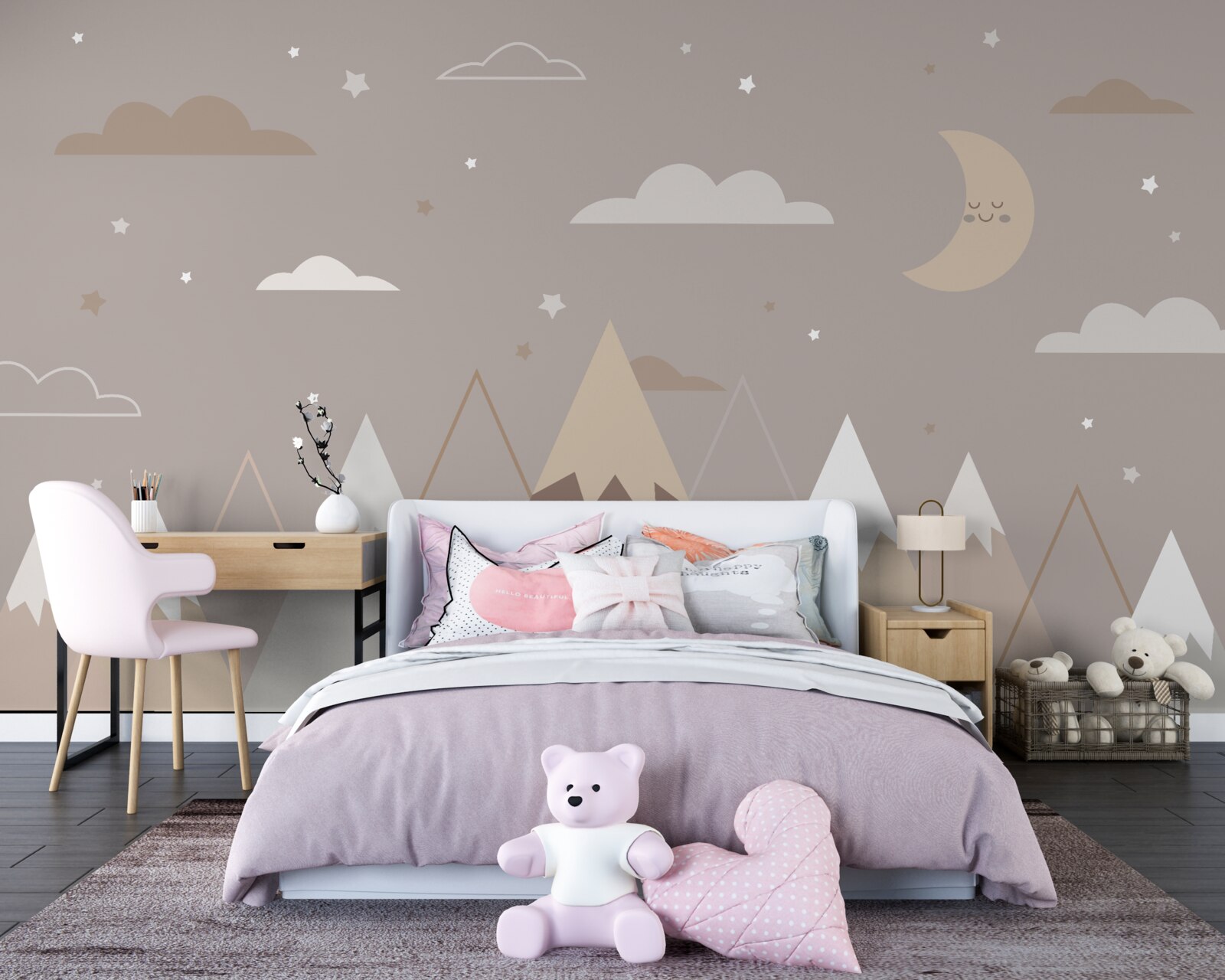 Fototapeta noc sa tiahla cez zasnežené štíty