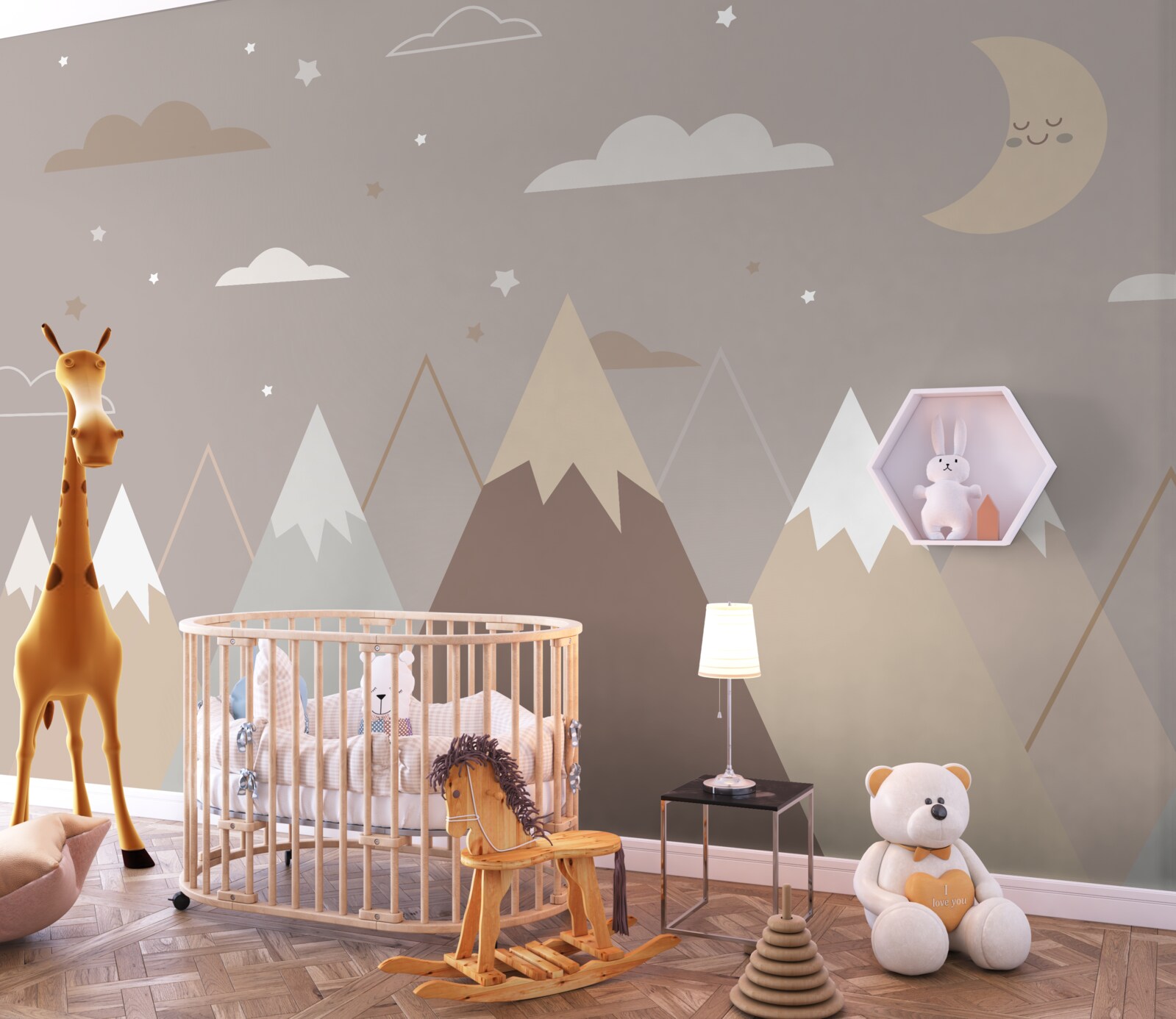 Fototapeta noc sa tiahla cez zasnežené štíty