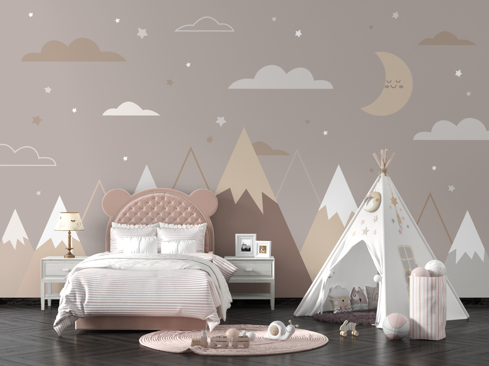 Fototapeta noc sa tiahla cez zasnežené štíty