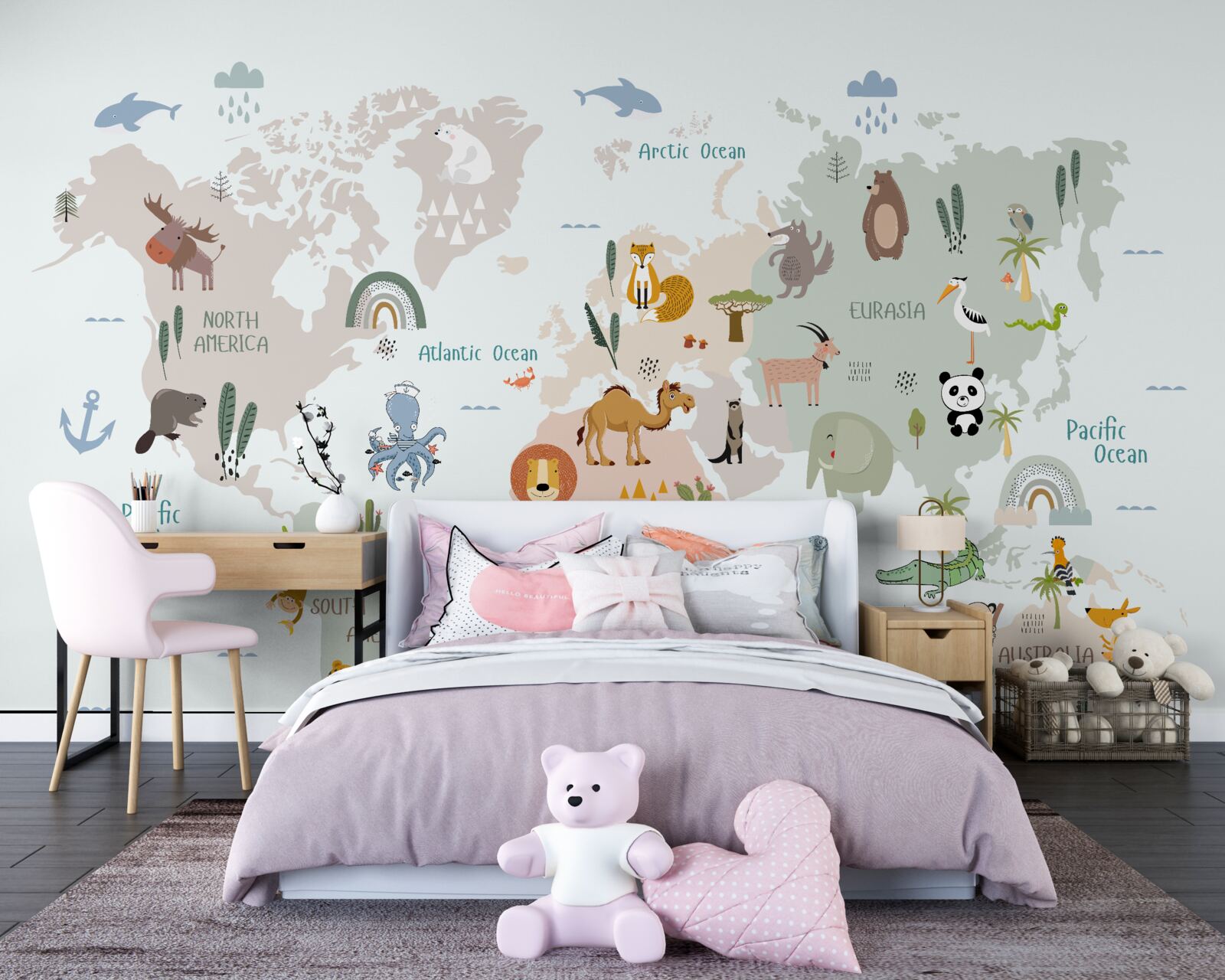 Fototapeta mapa sveta a zástupcovia kontinentov