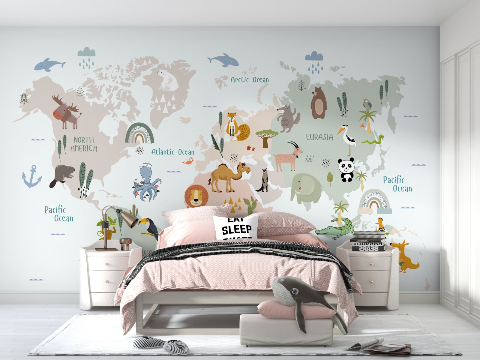 Fototapeta mapa sveta a zástupcovia kontinentov