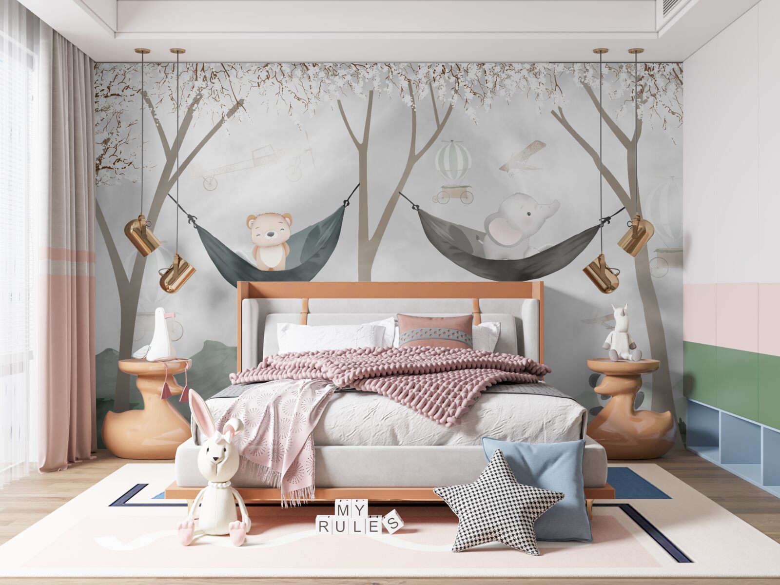 Fototapeta mladých obyvateľov lesa pri stromoch