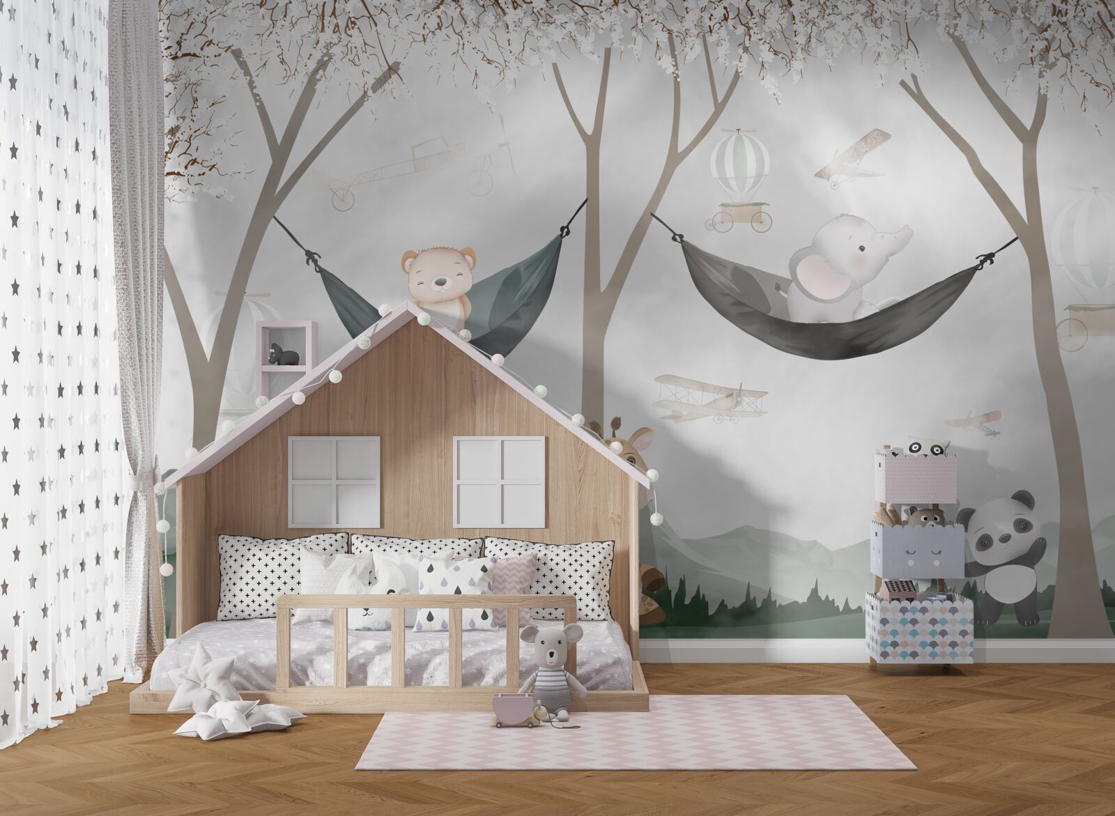 Fototapeta mladých obyvateľov lesa pri stromoch