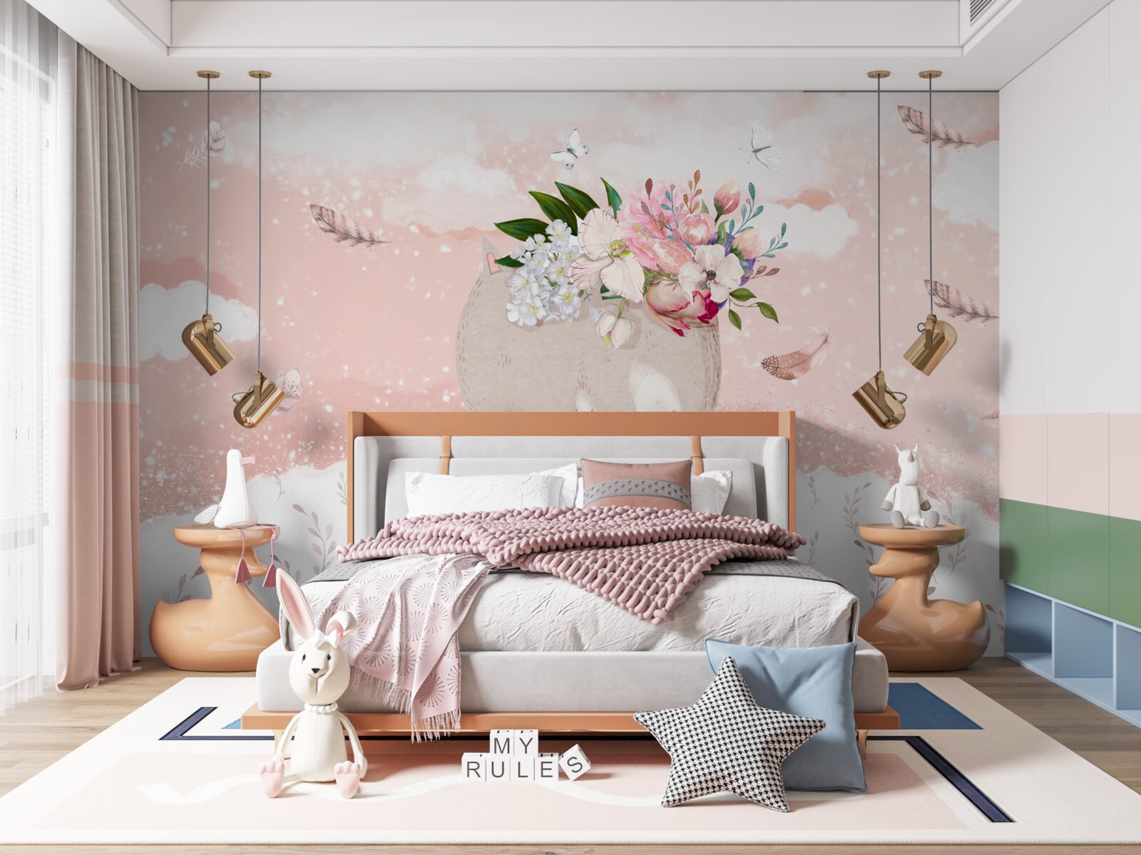 Fototapeta roztomilá mačka medzi kvetmi