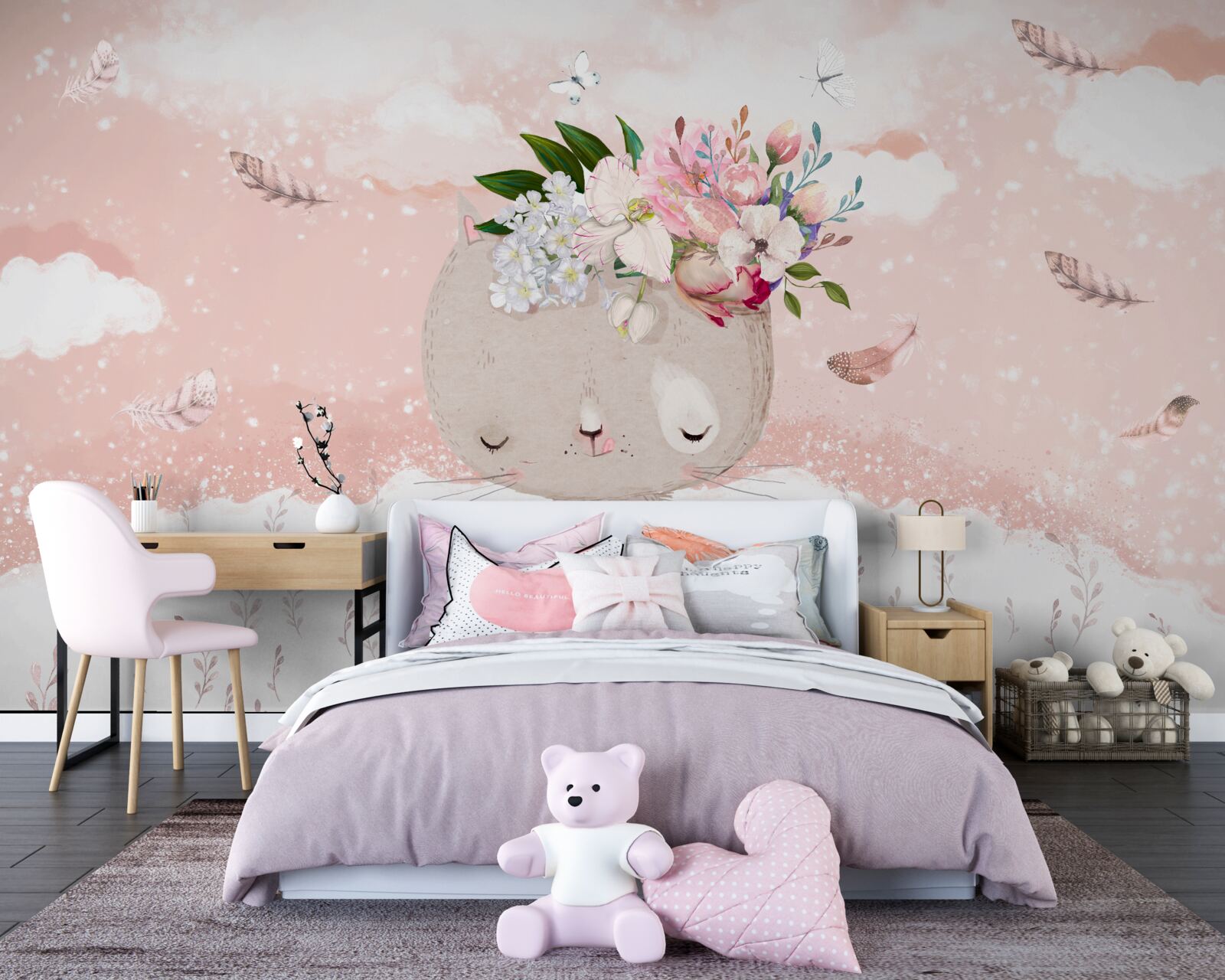 Fototapeta roztomilá mačka medzi kvetmi