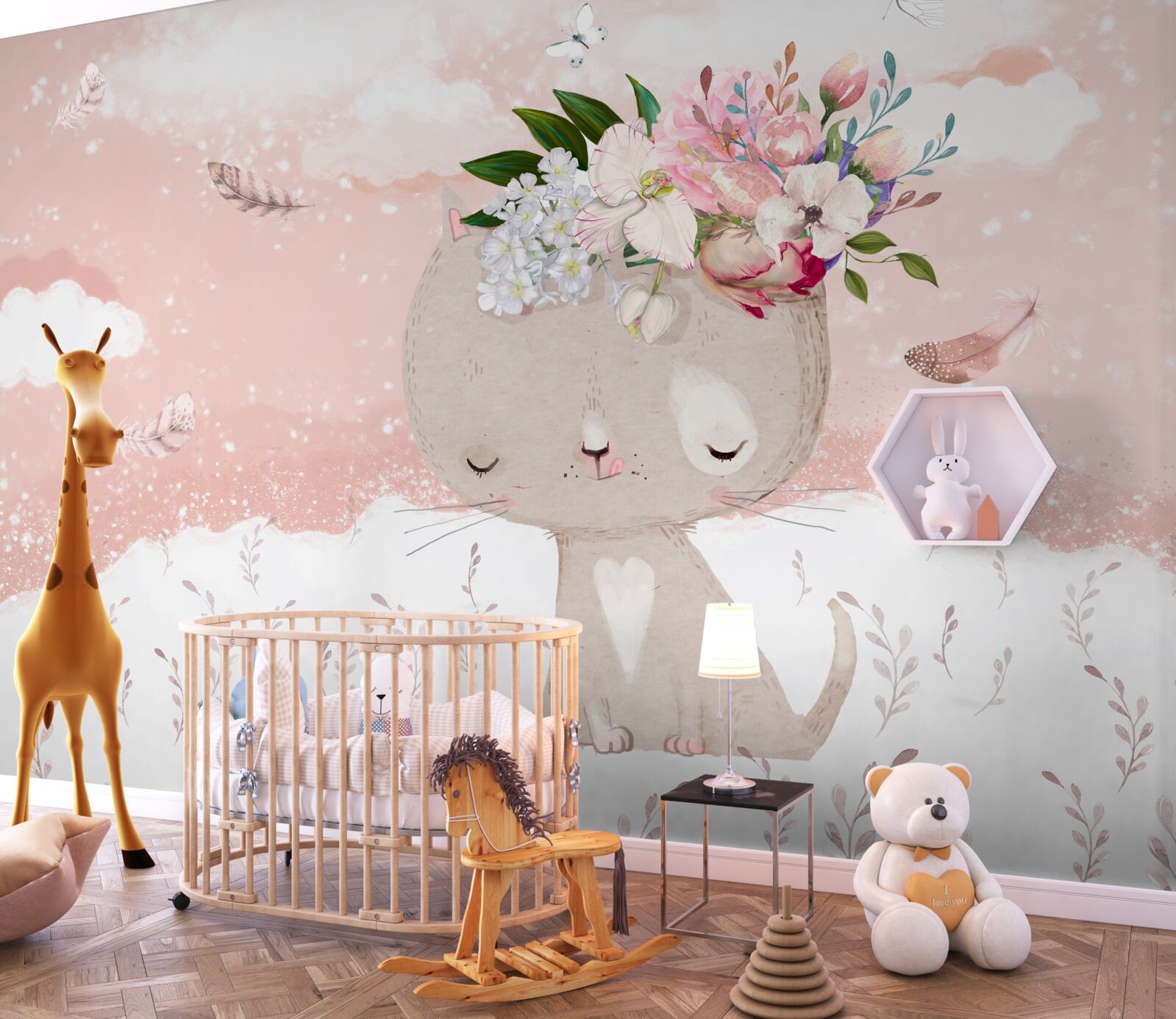 Fototapeta roztomilá mačka medzi kvetmi