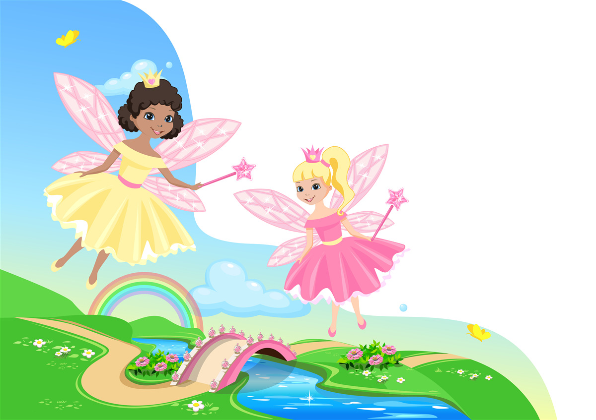 Fototapeta Magické víly cez mostný oblúk a dúhový oblúk