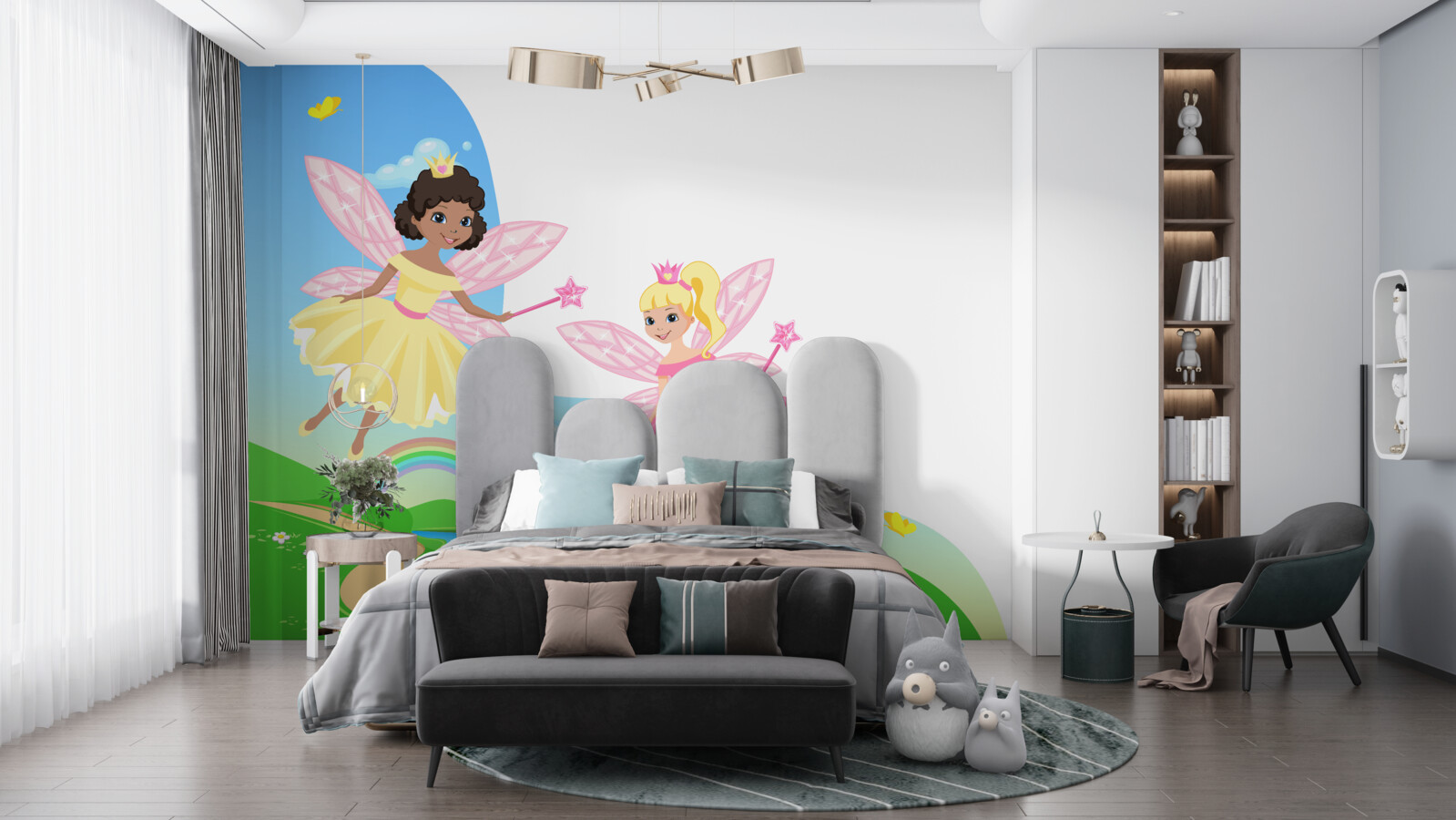 Fototapeta Magické víly cez mostný oblúk a dúhový oblúk