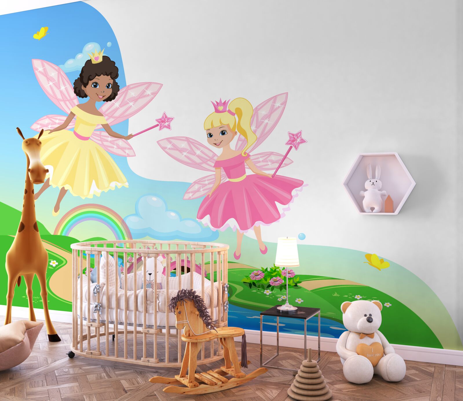 Fototapeta Magické víly cez mostný oblúk a dúhový oblúk