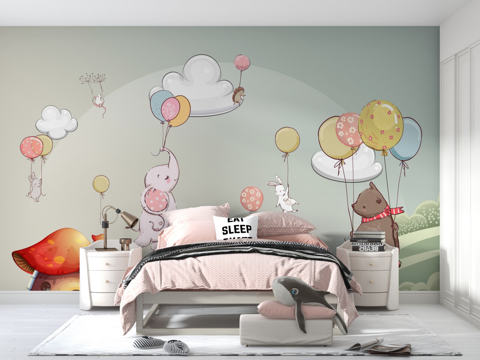 Fototapeta zvieratá lietajú na balónoch