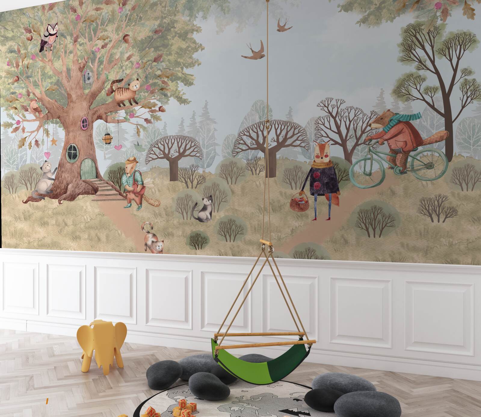 Fototapeta dom zvierat v magickom strome