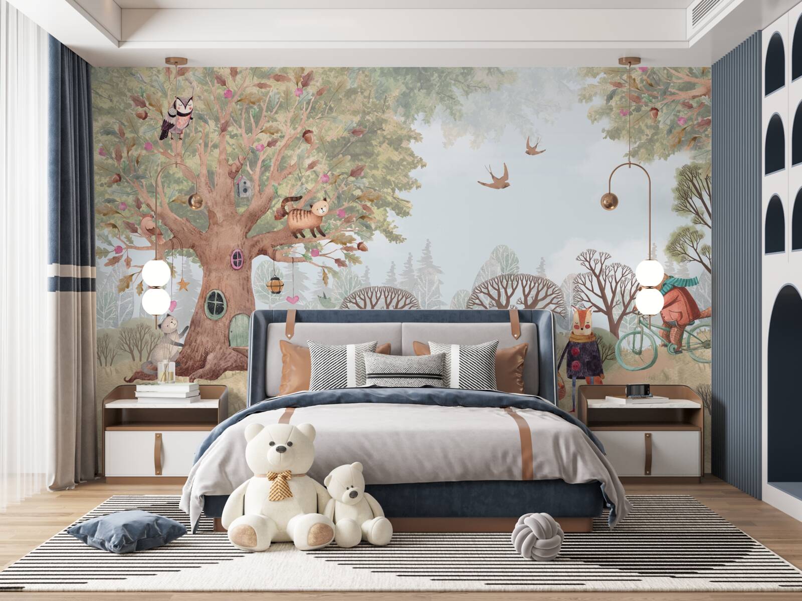 Fototapeta dom zvierat v magickom strome