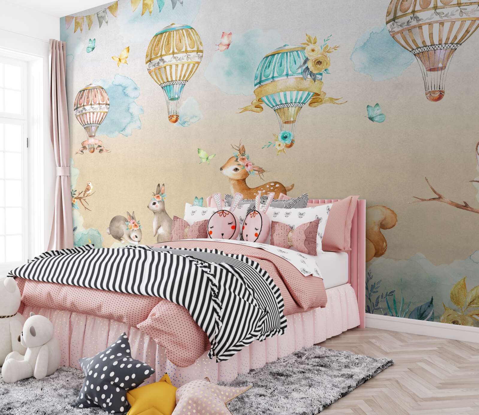 Fototapeta zvieratá triumfujú a balóny sa vznášajú vo vzduchu