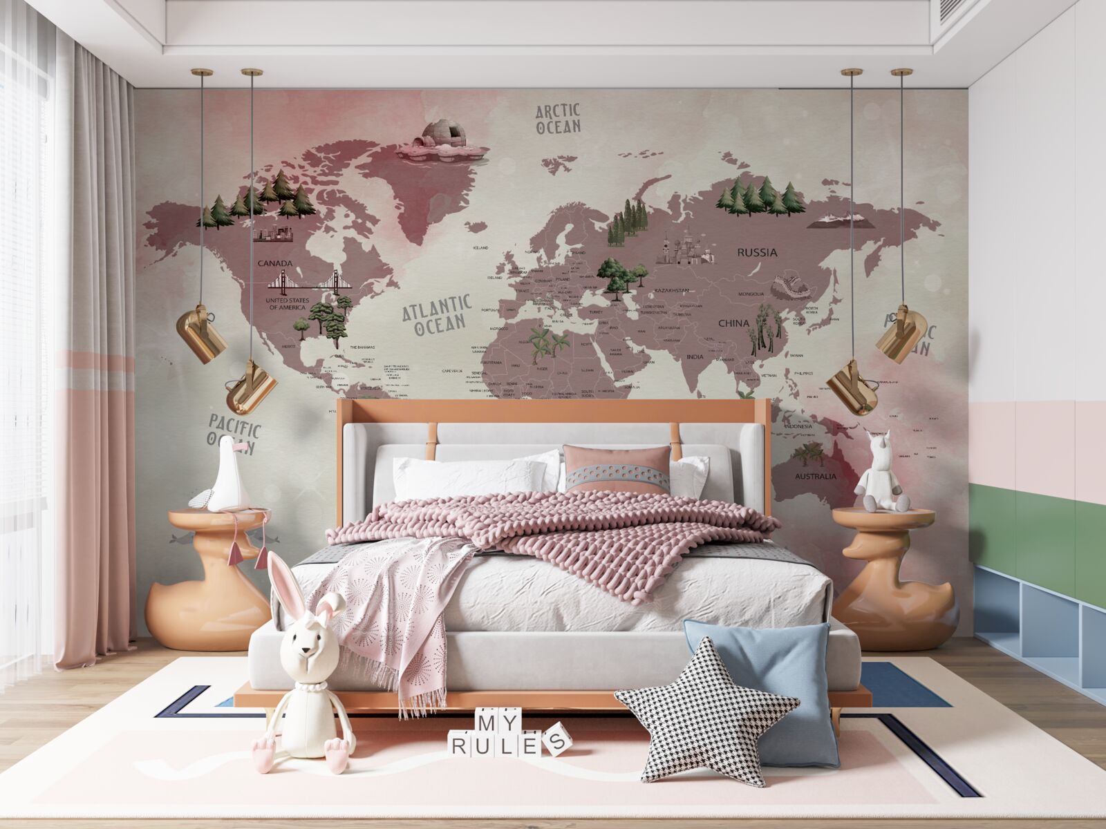 Fototapeta mapa sveta s vyznačenými lesmi