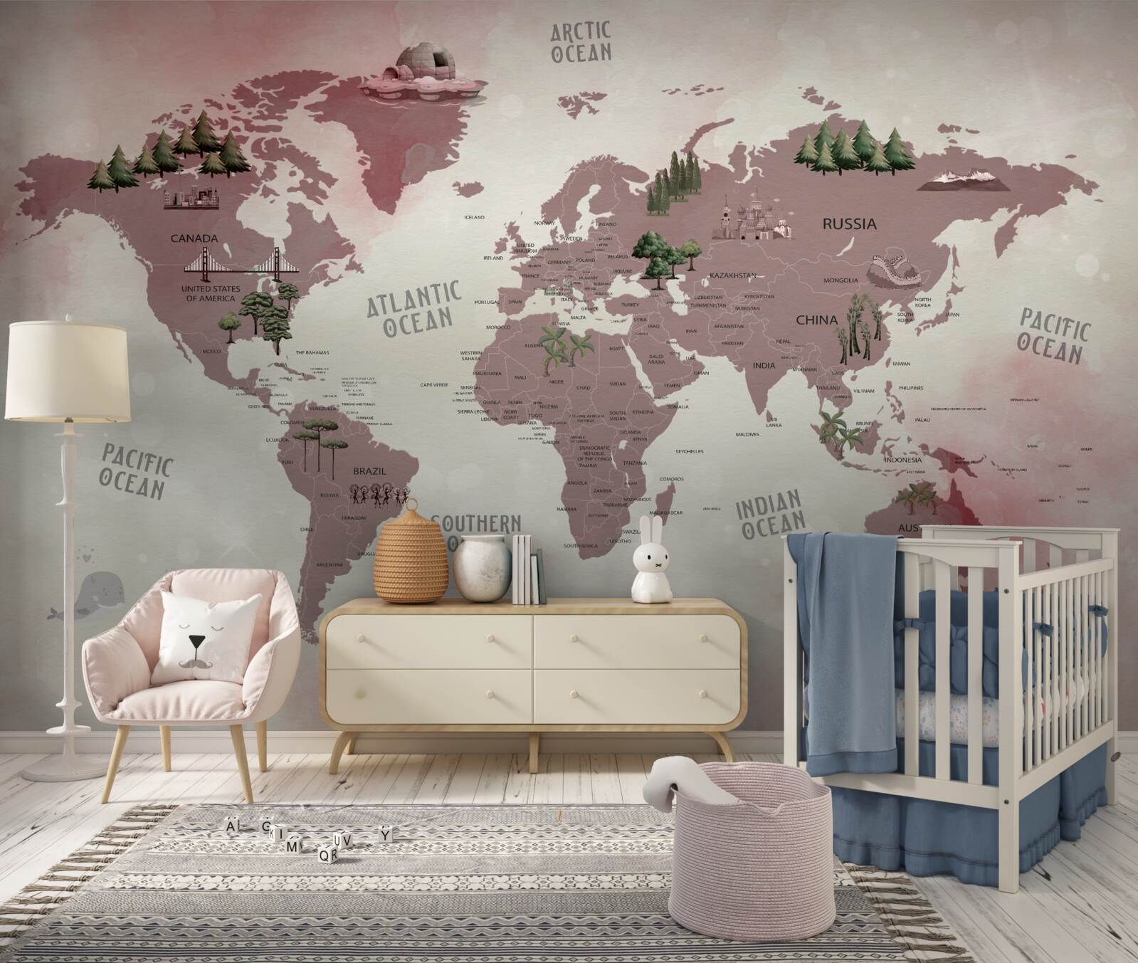 Fototapeta mapa sveta s vyznačenými lesmi