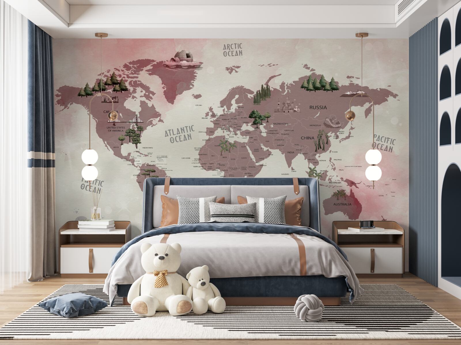 Fototapeta mapa sveta s vyznačenými lesmi