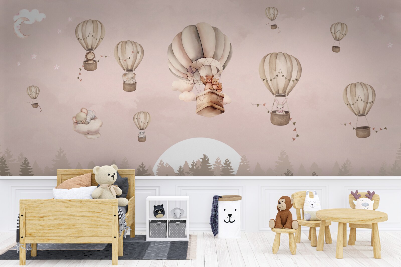 Fototapeta zvieratá stúpajú do neba v teplovzdušných balónoch