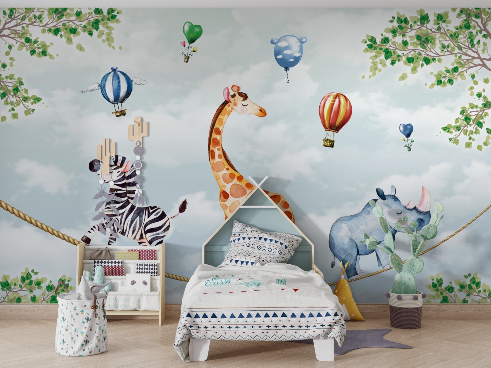 Fototapeta traja akrobati odpočívajú na vysokom drôte