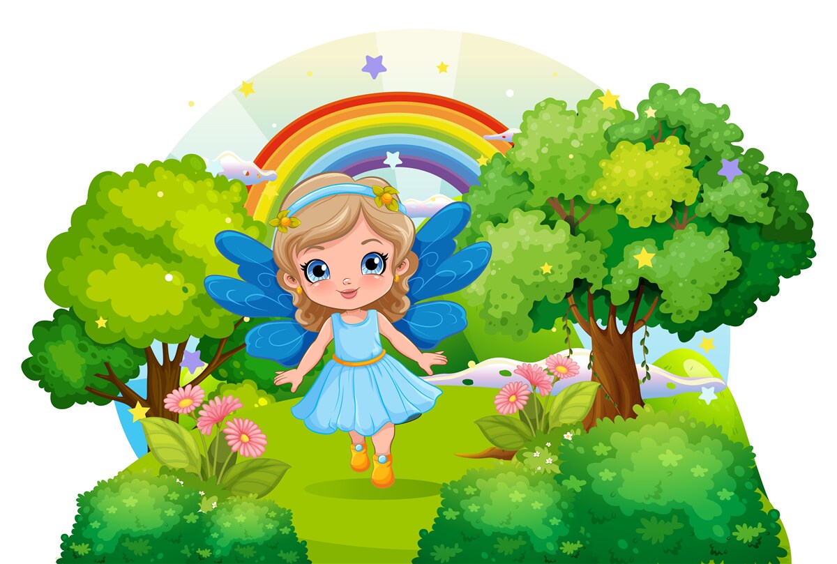 Fototapeta čarodejnica v smaragdovej záhrade pri dúhe