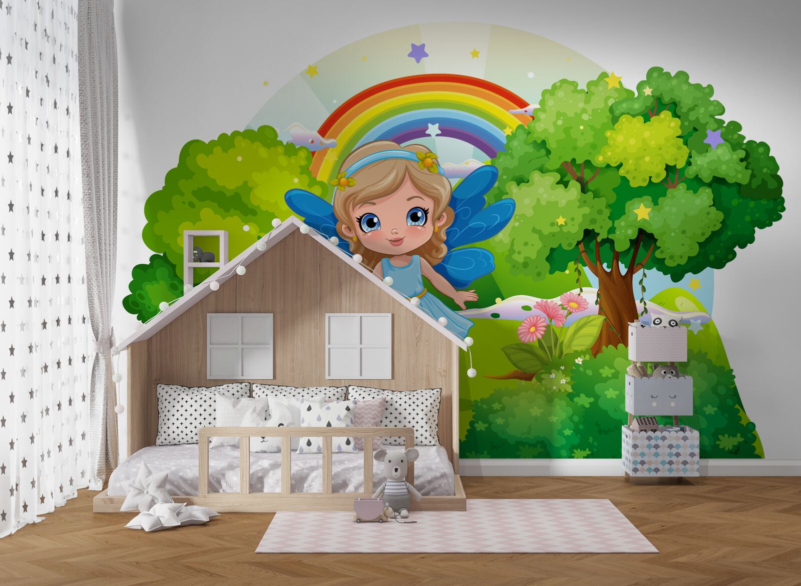 Fototapeta čarodejnica v smaragdovej záhrade pri dúhe