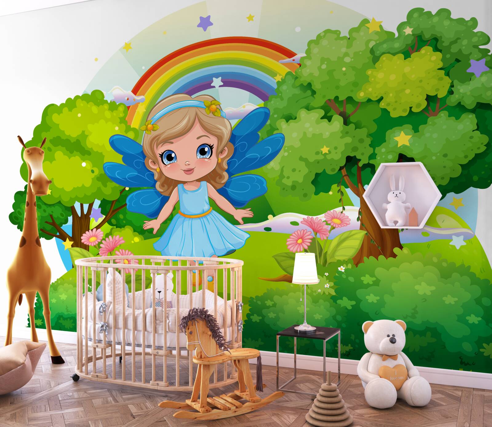 Fototapeta čarodejnica v smaragdovej záhrade pri dúhe