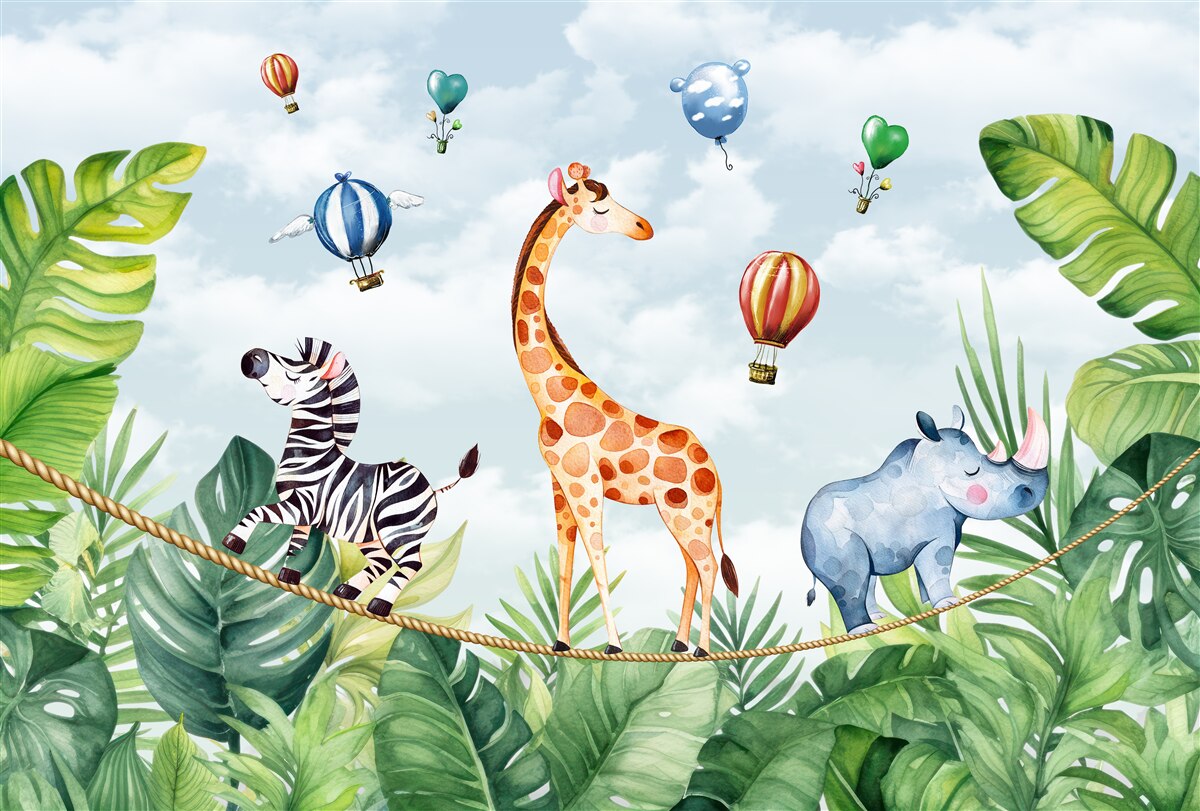 Fototapeta akrobati na vysokom drôte medzi stromami