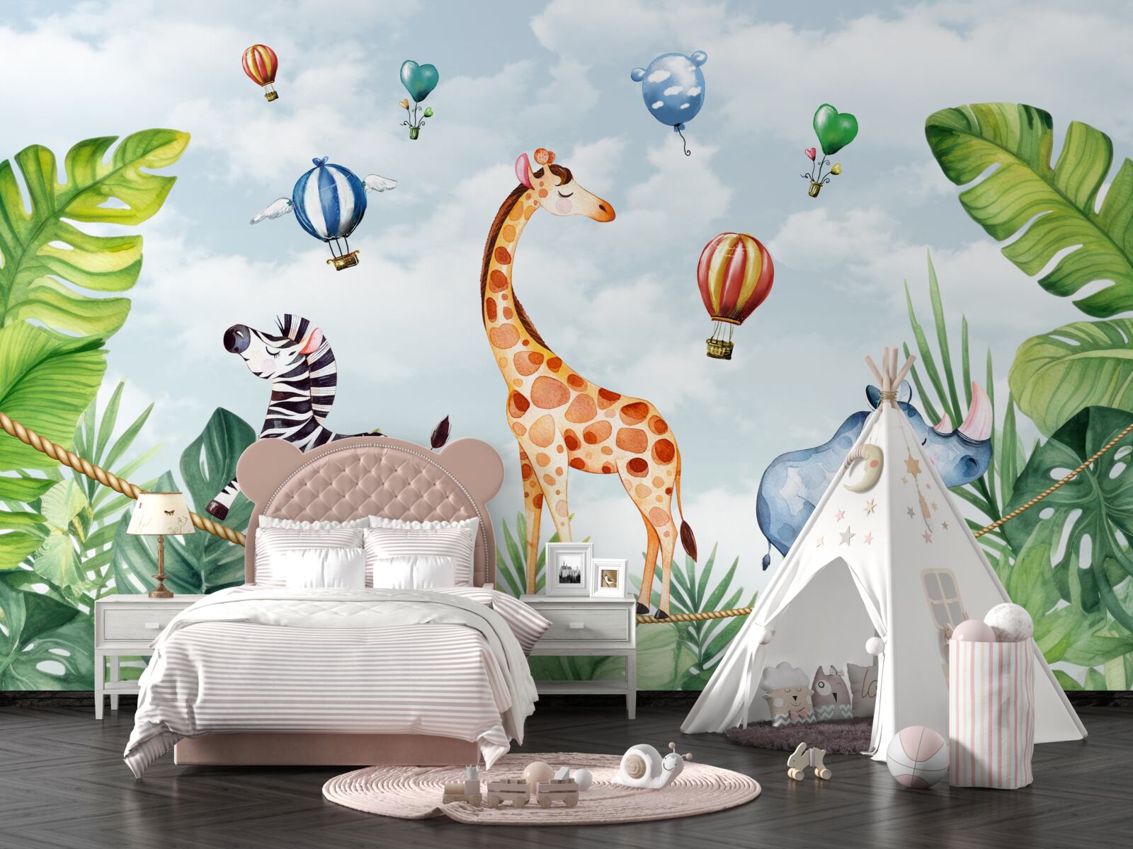 Fototapeta akrobati na vysokom drôte medzi stromami