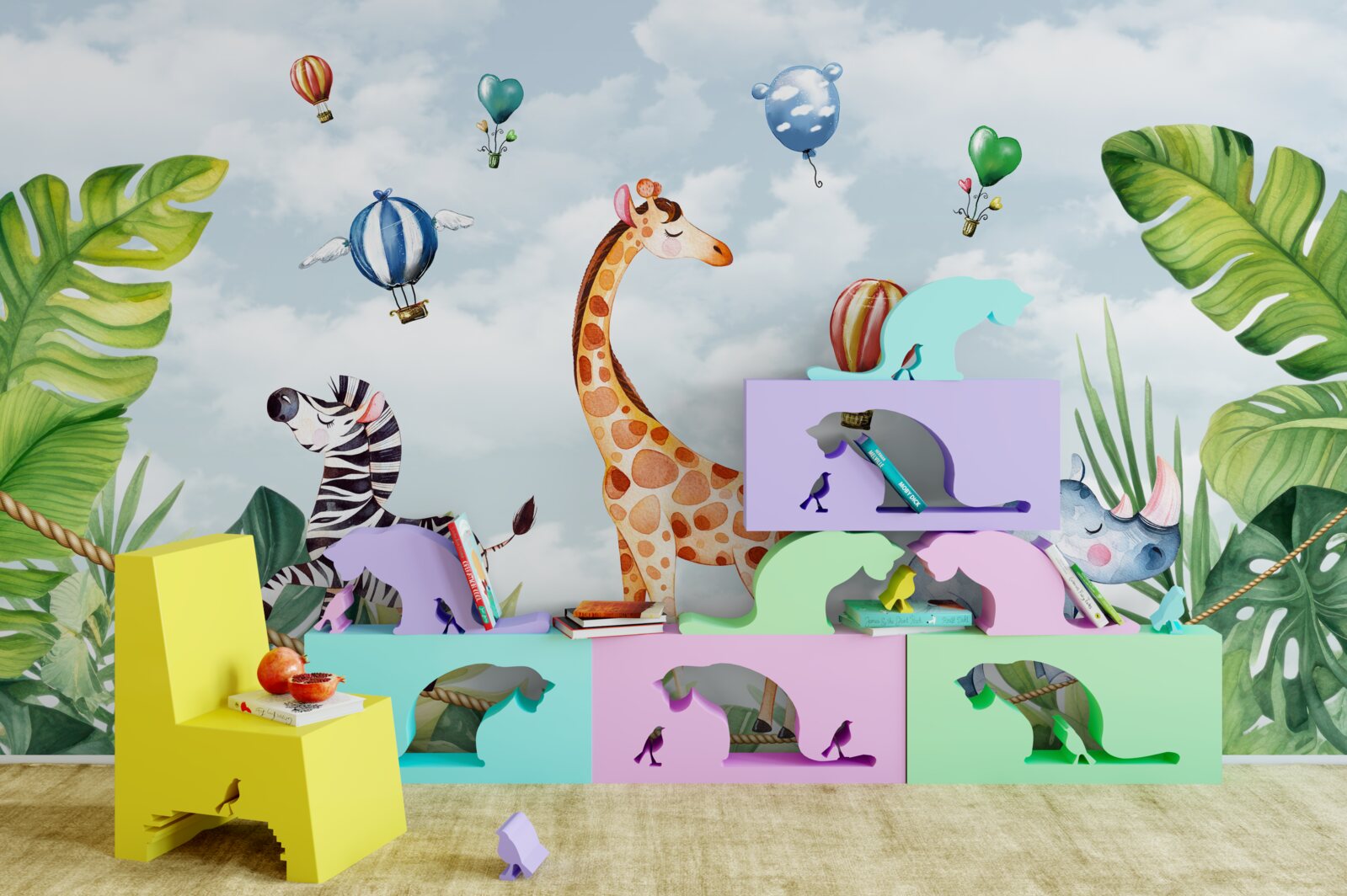 Fototapeta akrobati na vysokom drôte medzi stromami