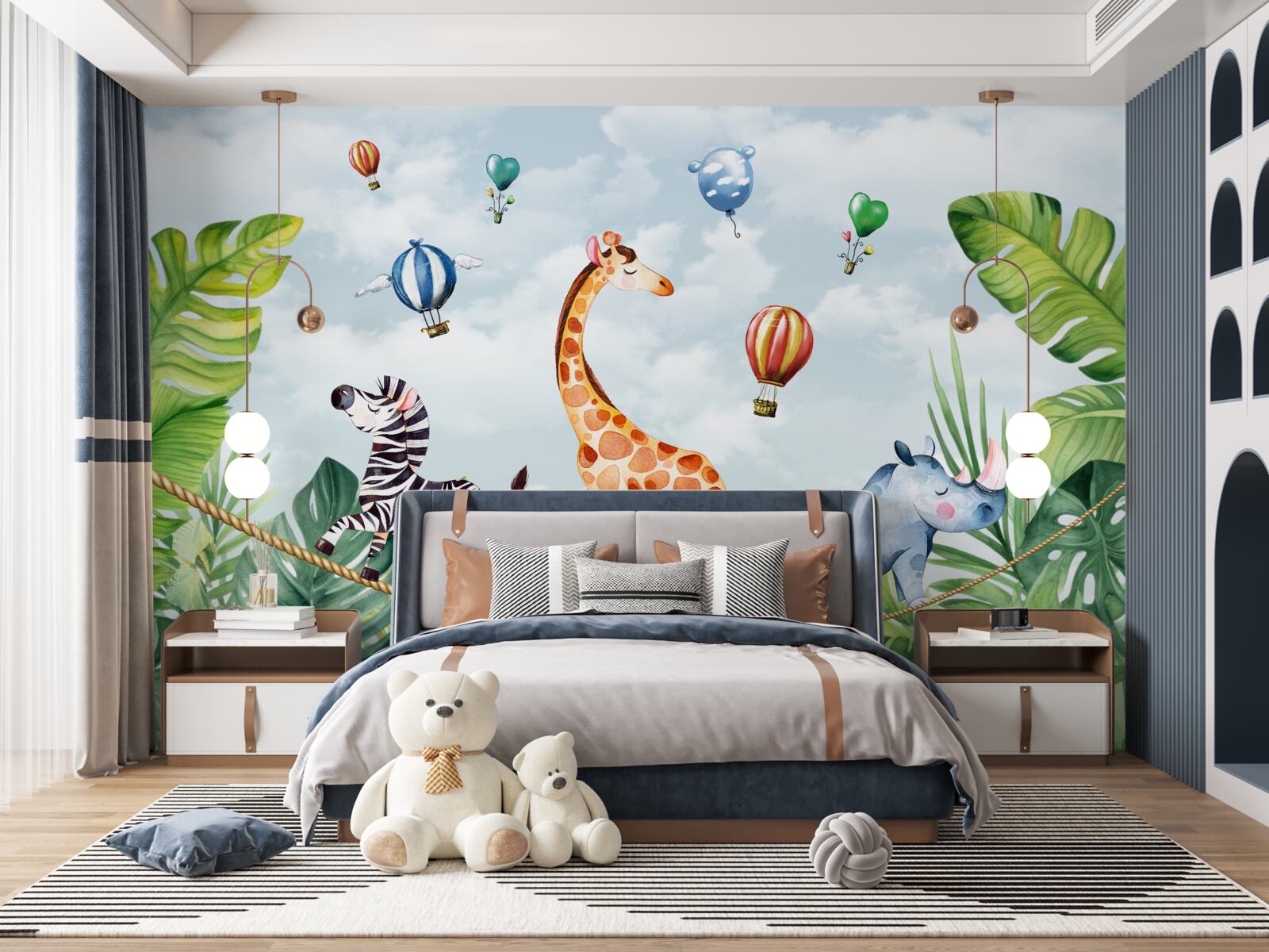 Fototapeta akrobati na vysokom drôte medzi stromami