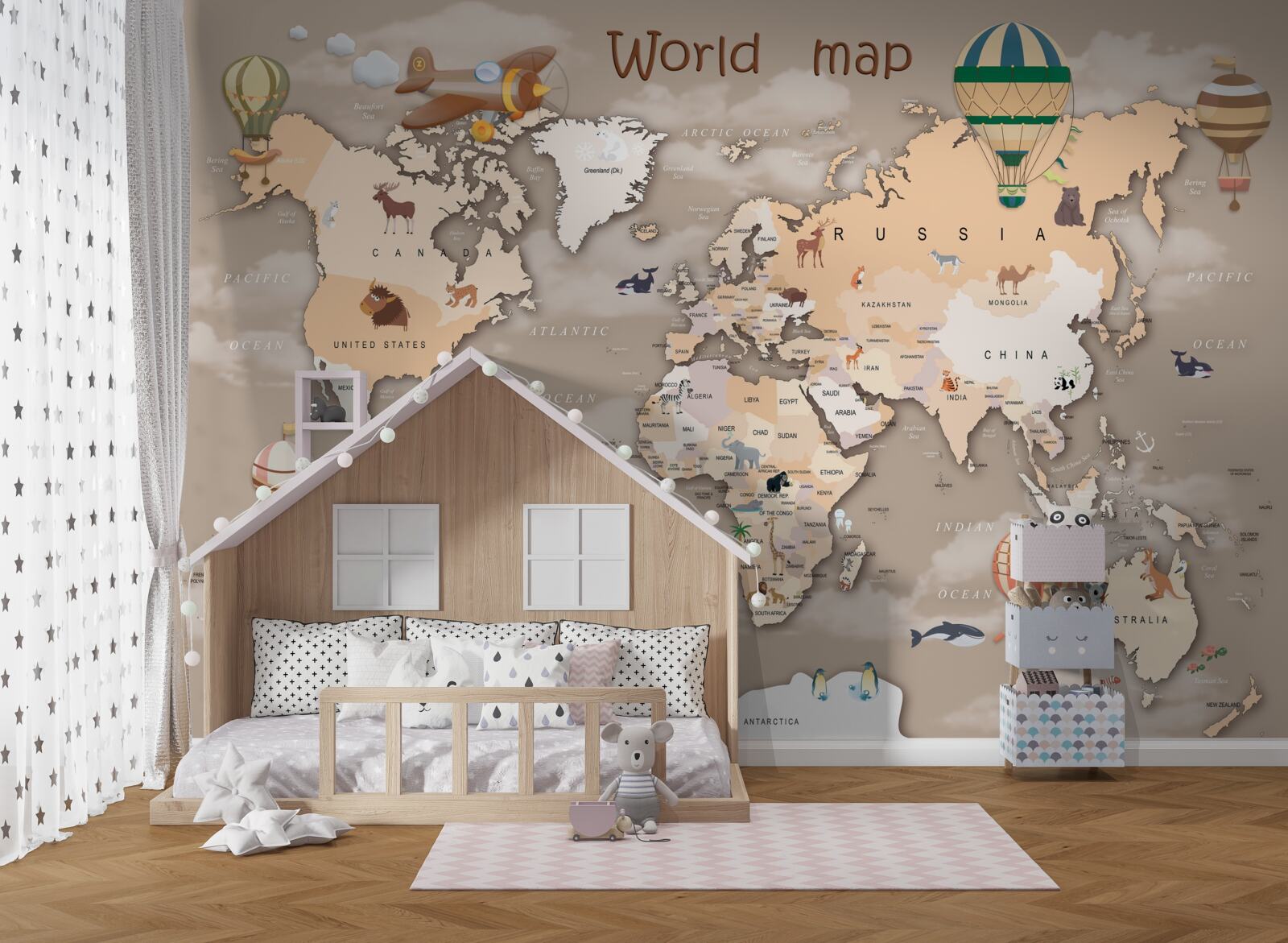 Fototapeta mapa sveta s kontinentmi