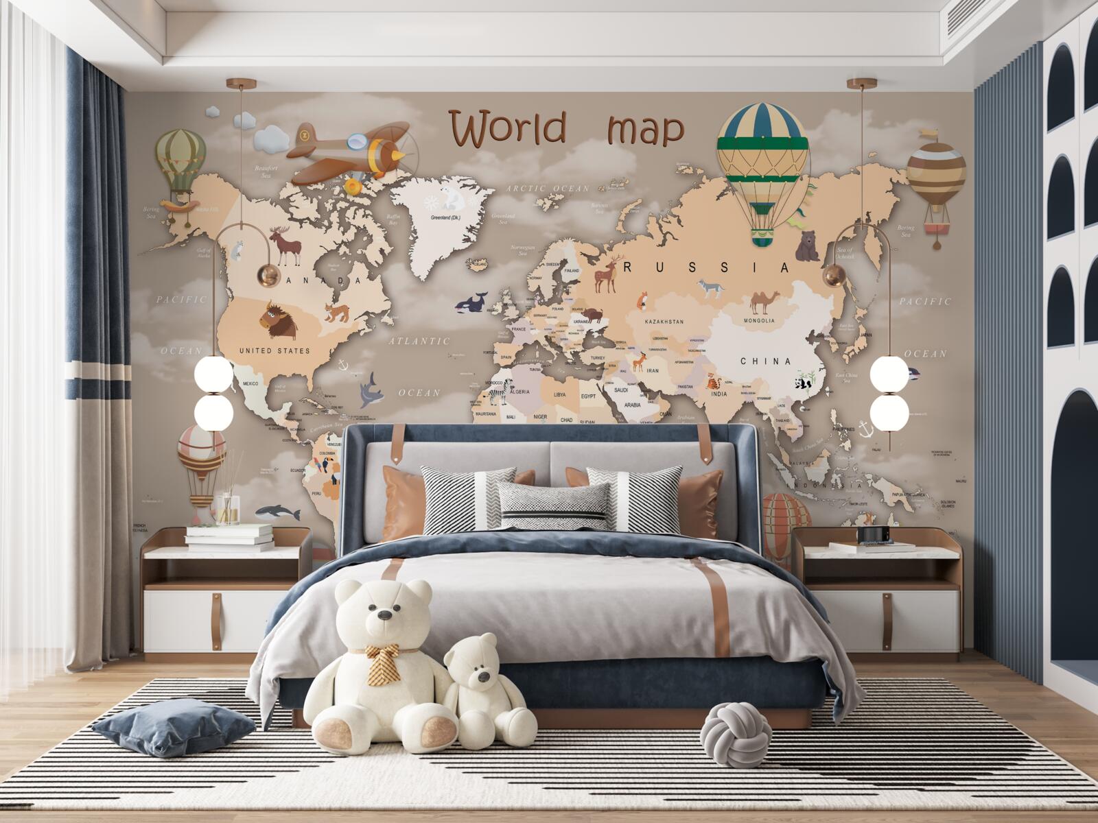 Fototapeta mapa sveta s kontinentmi